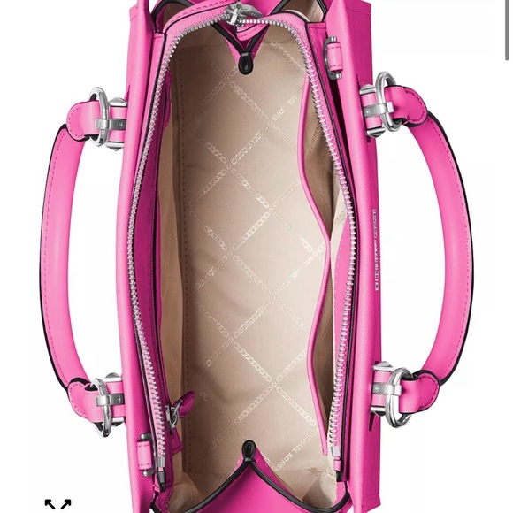 Michael Kors Medium Sized Marilyn Saffiano Leather Fuchsia Pink Satchel - Picture 3 of 8